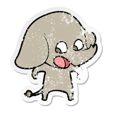 sevimli çizgi fil sıkıntılı etiket