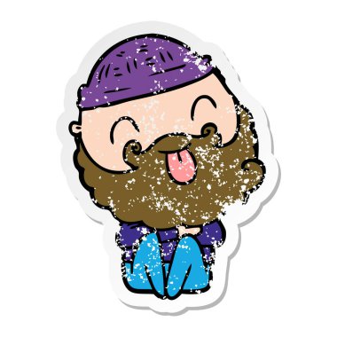 dilini sakallı bir adamın sıkıntılı etiket