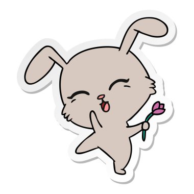 serbest el çekilmiş etiket karikatür şirin kawaii Bunny