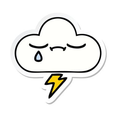 sevimli çizgi gök gürültüsü bulut etiket