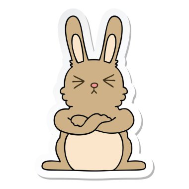 ilginç bir el etiket karikatür tavşan çizilmiş