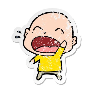 kel adam bağıran bir karikatür sıkıntılı etiket