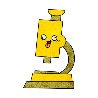 Retro grunge doku karikatür bir mikroskop