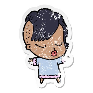 bir çizgi film güzel yeniyetme kızın sıkıntılı etiket