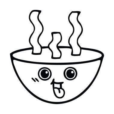 Çizim karikatür tas sıcak çorba