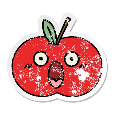 sevimli çizgi Kırmızı elma sıkıntılı etiket