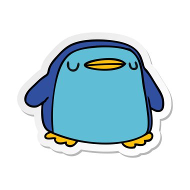 etiket çizgi film illüstrasyon kawaii bir sevimli penguen