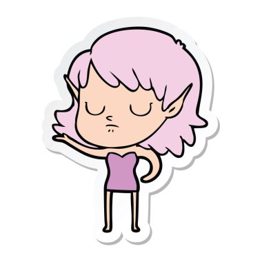 bir çizgi film elf Girl etiketi