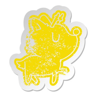 sıkıntılı eski etiket kawaii sevimli geyik