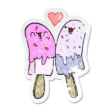 bir çizgi film Buz lolly aşık sıkıntılı etiket