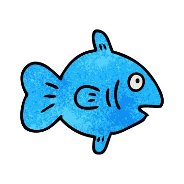 dokulu karikatür doodle bir deniz balığı 