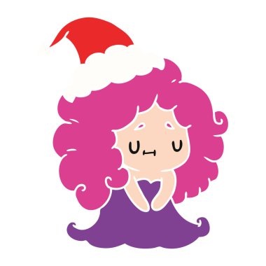 Noel karikatür kawaii kız el çekilmiş