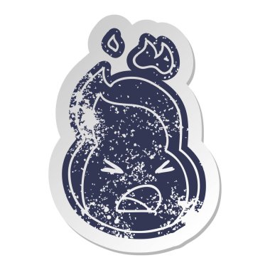 sıkıntılı eski çizgi film etiketi kawaii şirin ateş alev