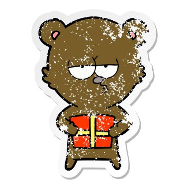 bir Noel sıkıntılı etiket ayı çizgi film