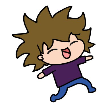 şirin kawaii kız serbest çizilmiş karikatür