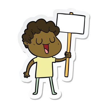 gülünecek bir çizgi film adamın siyah tabelasını ile etiket