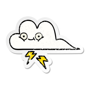 sevimli çizgi gök gürültüsü bulut sıkıntılı etiket