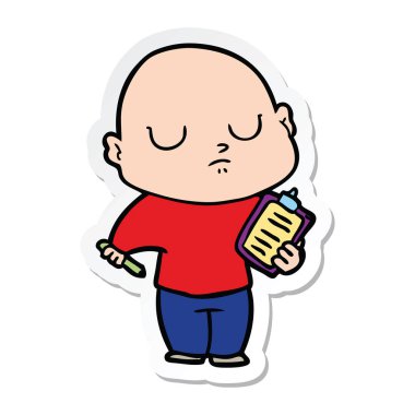 etiket bir karikatür kel adam