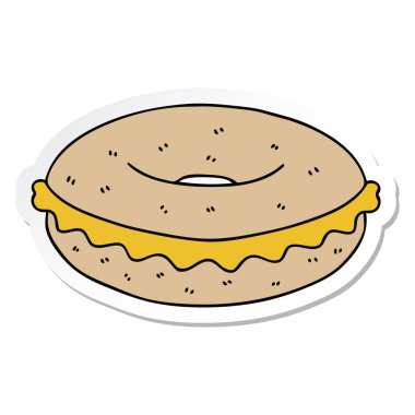 ilginç bir el etiket karikatür peynir simit çizilmiş