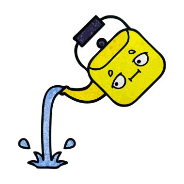 Retro grunge doku karikatür dökülen bir Kettle