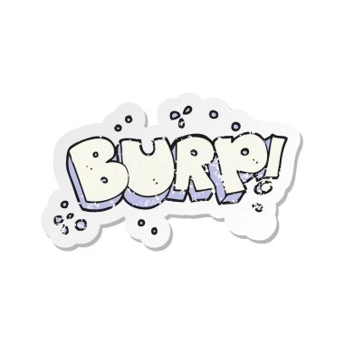 bir çizgi film geğirmek metin Retro sıkıntılı etiket