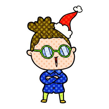 gözlükler aşınma giyen bir kadın çizgi roman tarzı gösteren resim