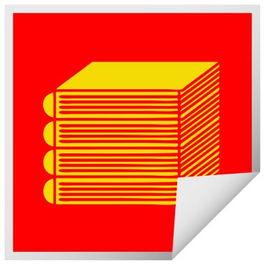 kitapların bir yığınına etiket karikatür peeling Meydanı