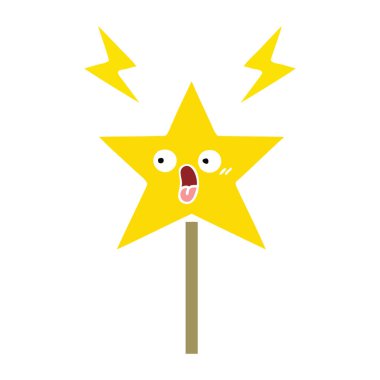 sihirli bir değnek düz renk retro çizgi film