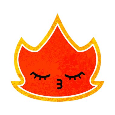 Retro illüstrasyon tarzı çizgi film ateş