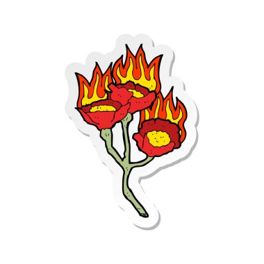 etiket çiçek yanan bir karikatür