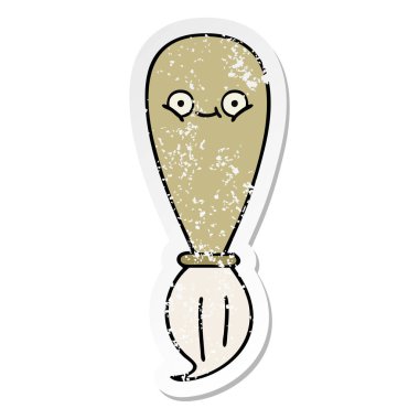 sevimli çizgi boya fırçasının sıkıntılı etiket