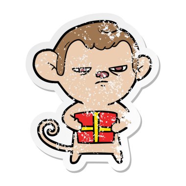 bir karikatür maymun sıkıntılı etiket