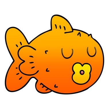 Degrade gölgeli ilginç çizgi film balık 