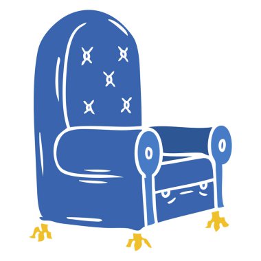 çizgi film doodle mavi kol sandalye