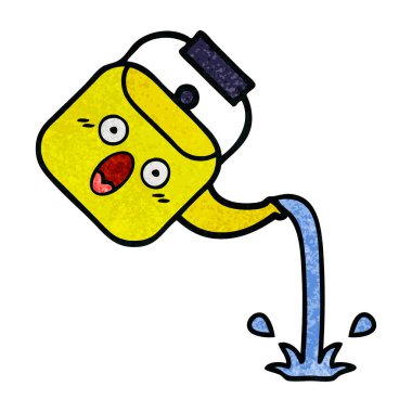 Retro grunge doku karikatür dökülen bir Kettle