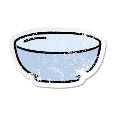 ilginç bir el sıkıntılı etiket karikatür kase çizilmiş