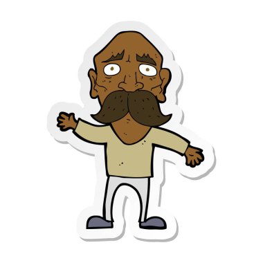 yaşlı adam bir karikatür etiket endişeli