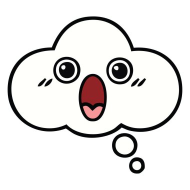 sevimli çizgi bir düşünce balonu