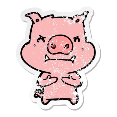 kızgın çizgi film domuz bir sıkıntılı etiket