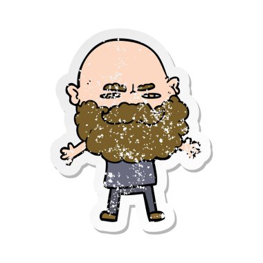 Sakal çatık ile bir çizgi film adamın sıkıntılı etiket