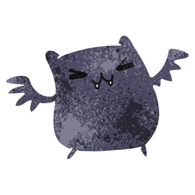 kawaii şirin yarasa Retro karikatür çizimi