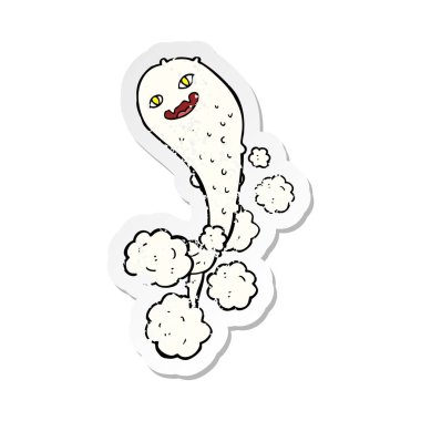 bir çizgi film ürkütücü hayaletin Retro sıkıntılı etiket