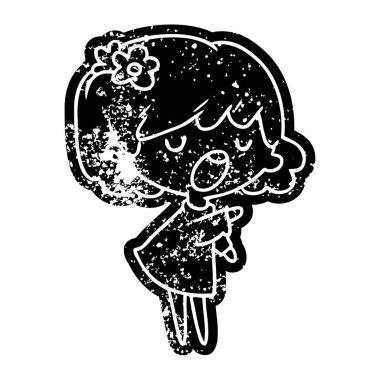 Grunge simgesi bir şirin kawaii kız