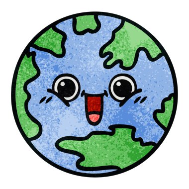 Retro grunge doku karikatür planet Earth