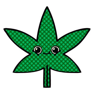 çizgi roman tarzı karikatür marihuana yaprağı