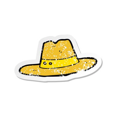 bir çizgi film şapka Retro sıkıntılı etiket