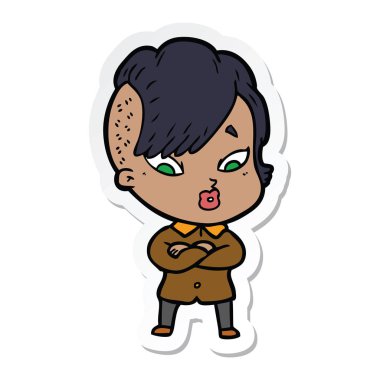 bir çizgi film sürpriz kız etiketi