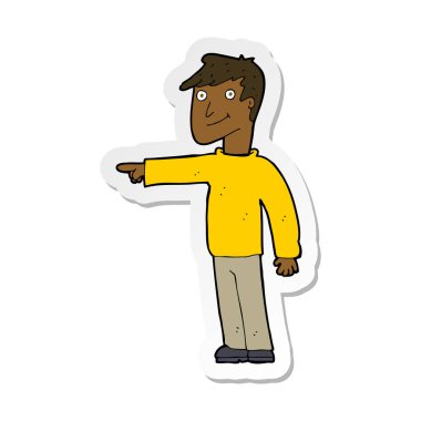 etiket işaret eden bir çizgi film adamın