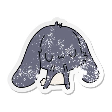 sıkıntılı etiket karikatür kawaii şirin tüylü tavşan