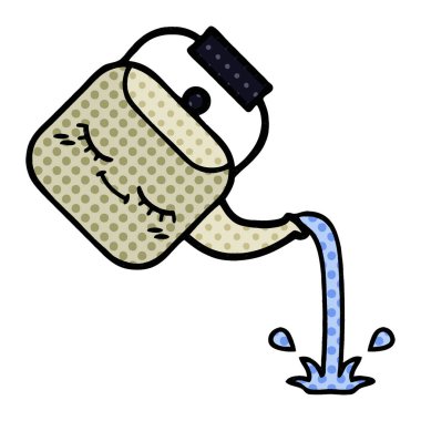 çizgi roman tarzı karikatür dökülen bir Kettle